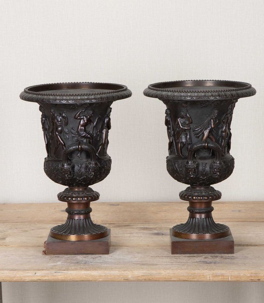Pair of 19th Century Italian Grand Tour Bronze Medici Vases GA6330985