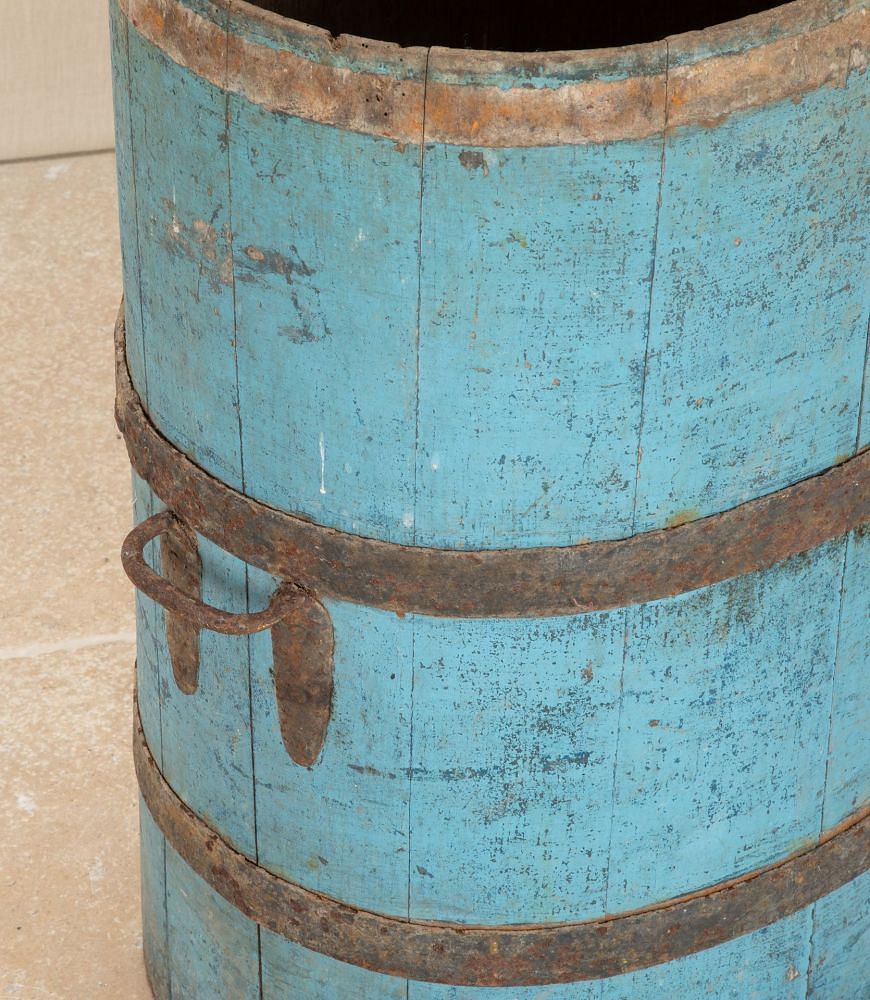 19th Century Victorian Blue Painted Oak Barrel GA7442903