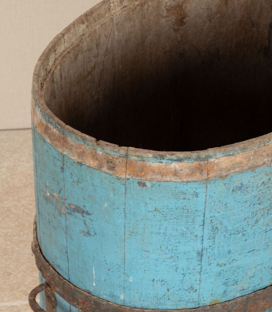 19th Century Victorian Blue Painted Oak Barrel GA7442903