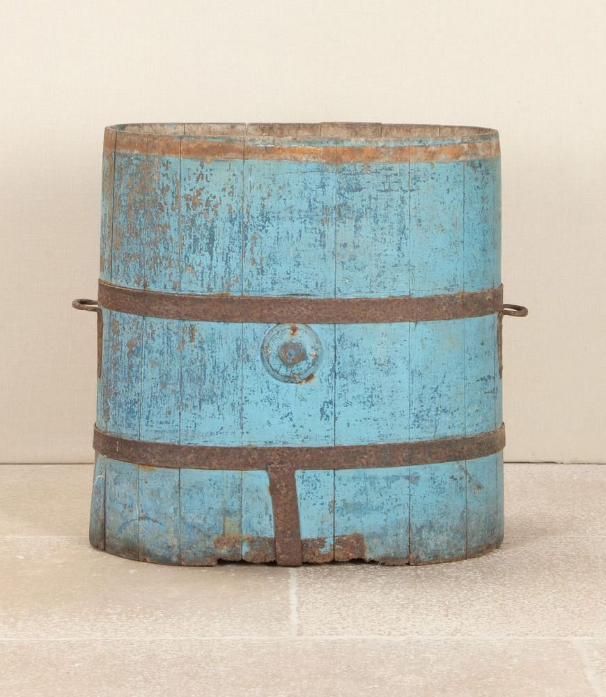 19th Century Victorian Blue Painted Oak Barrel GA7442903