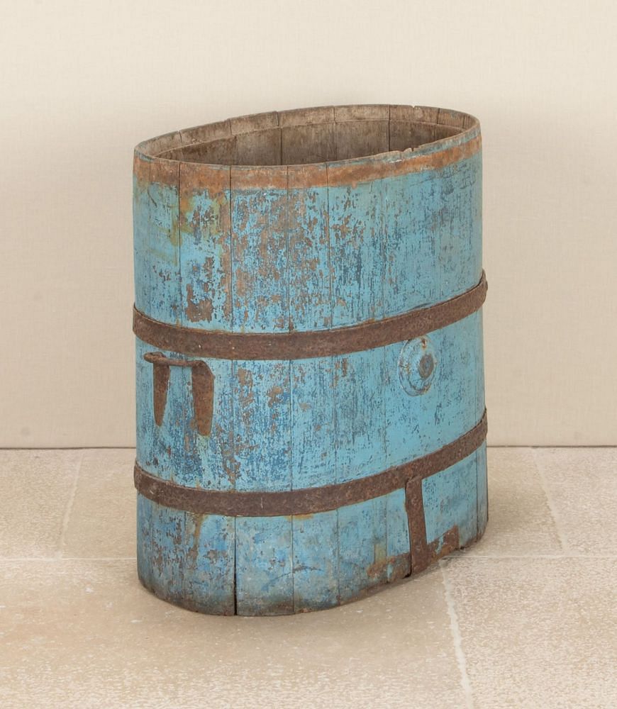 19th Century Victorian Blue Painted Oak Barrel GA7442903