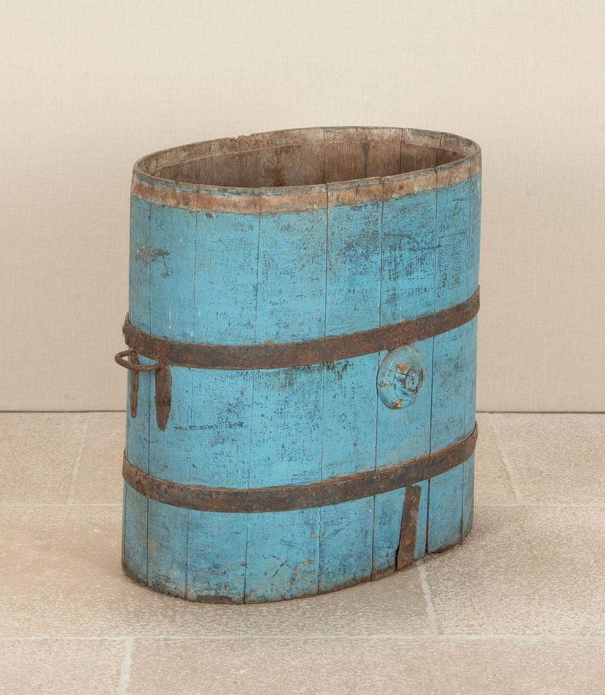 19th Century Victorian Blue Painted Oak Barrel GA7442903