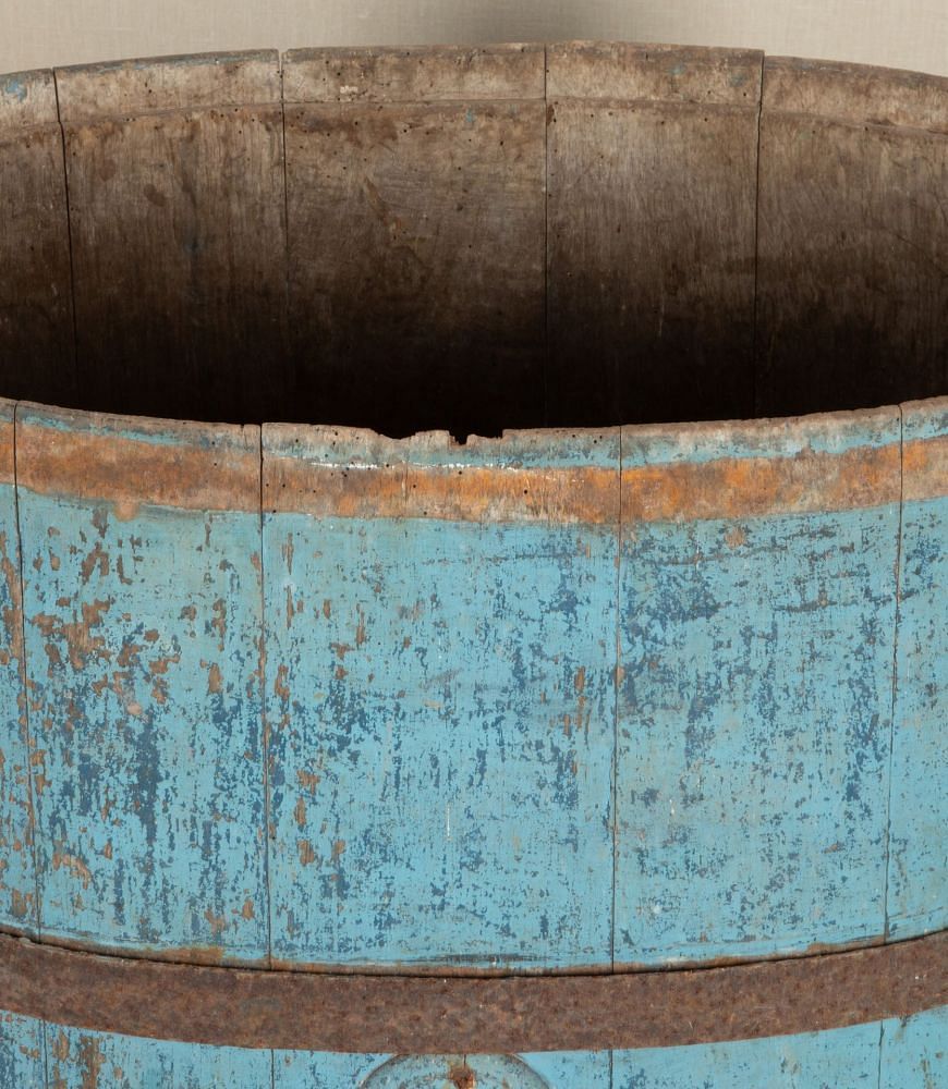19th Century Victorian Blue Painted Oak Barrel GA7442903