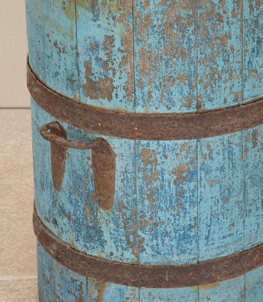 19th Century Victorian Blue Painted Oak Barrel GA7442903