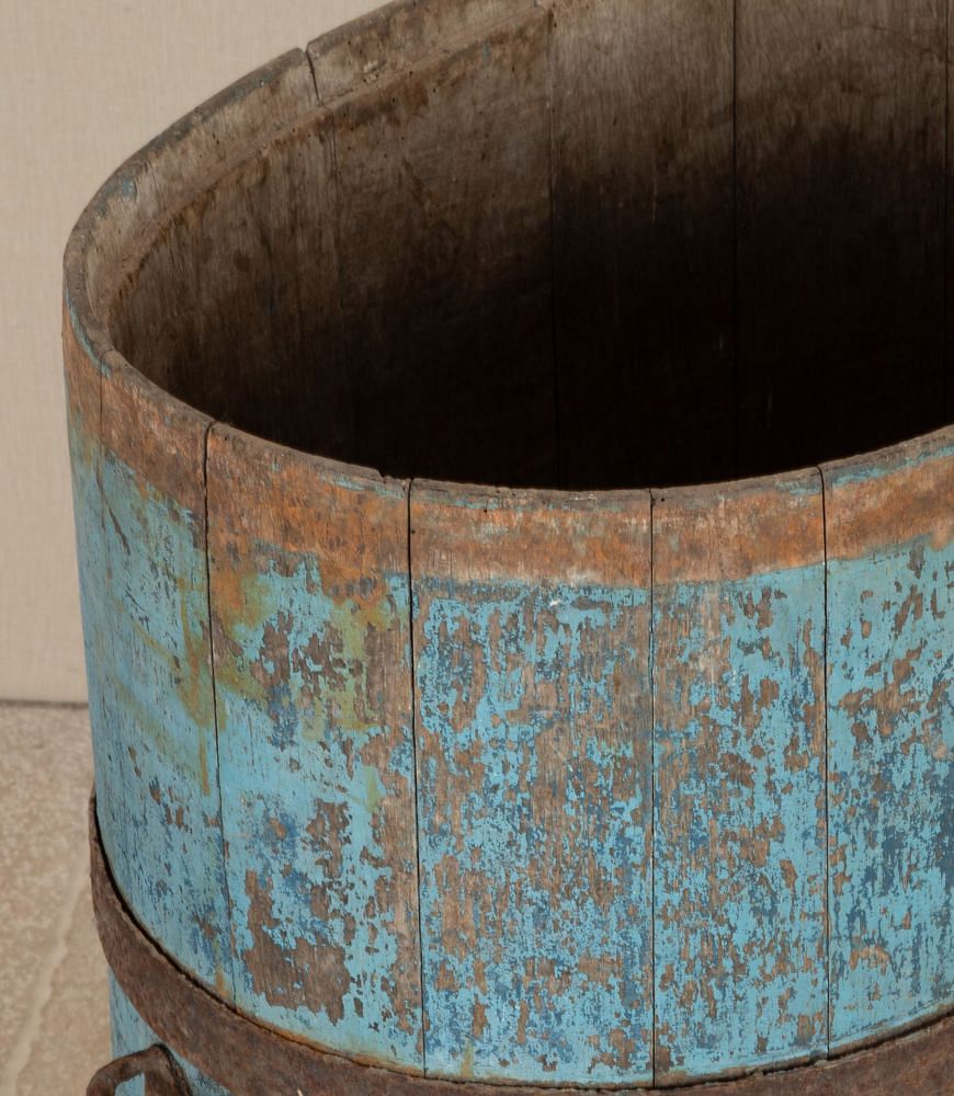 19th Century Victorian Blue Painted Oak Barrel GA7442903