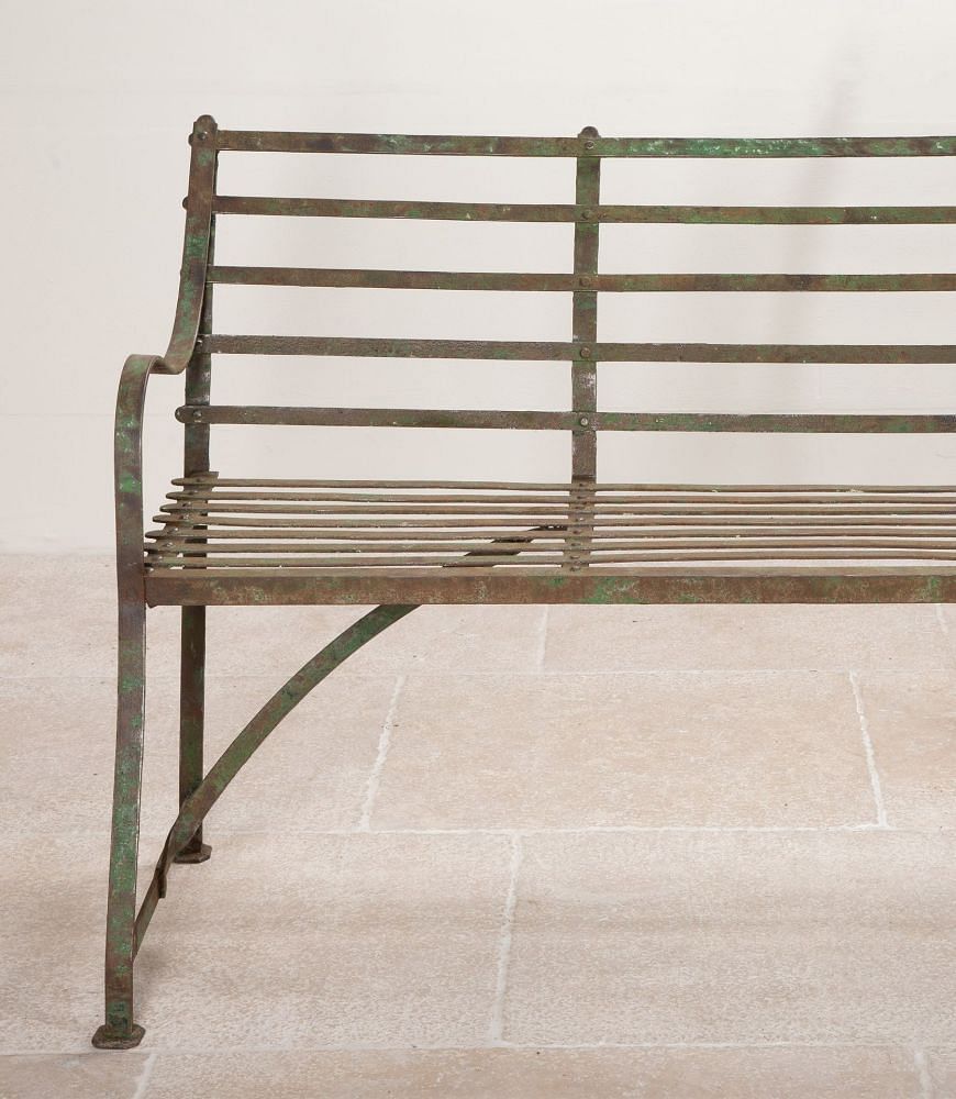 Pair of 19th Century Wrought Iron Strapwork Garden Benches GA8241746