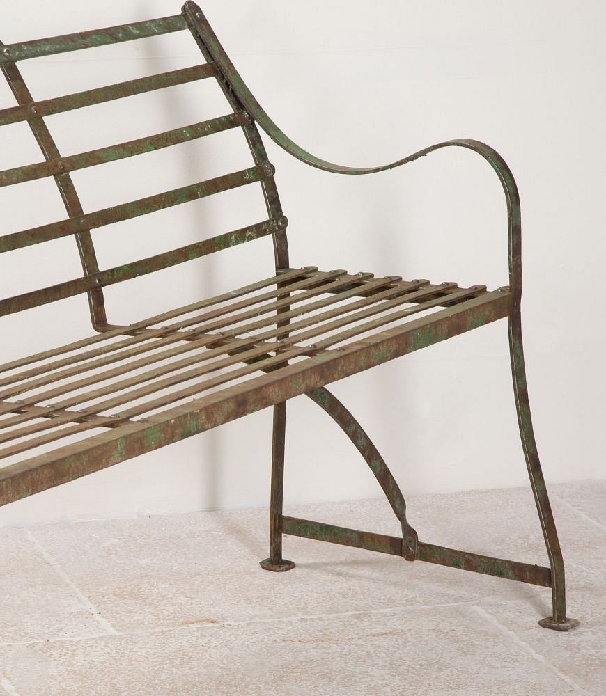 Pair of 19th Century Wrought Iron Strapwork Garden Benches GA8241746