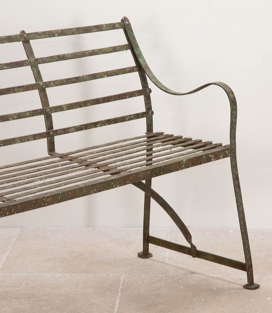Pair of 19th Century Wrought Iron Strapwork Garden Benches GA8241746