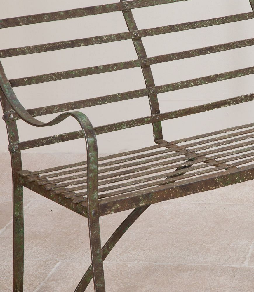 Pair of 19th Century Wrought Iron Strapwork Garden Benches GA8241746