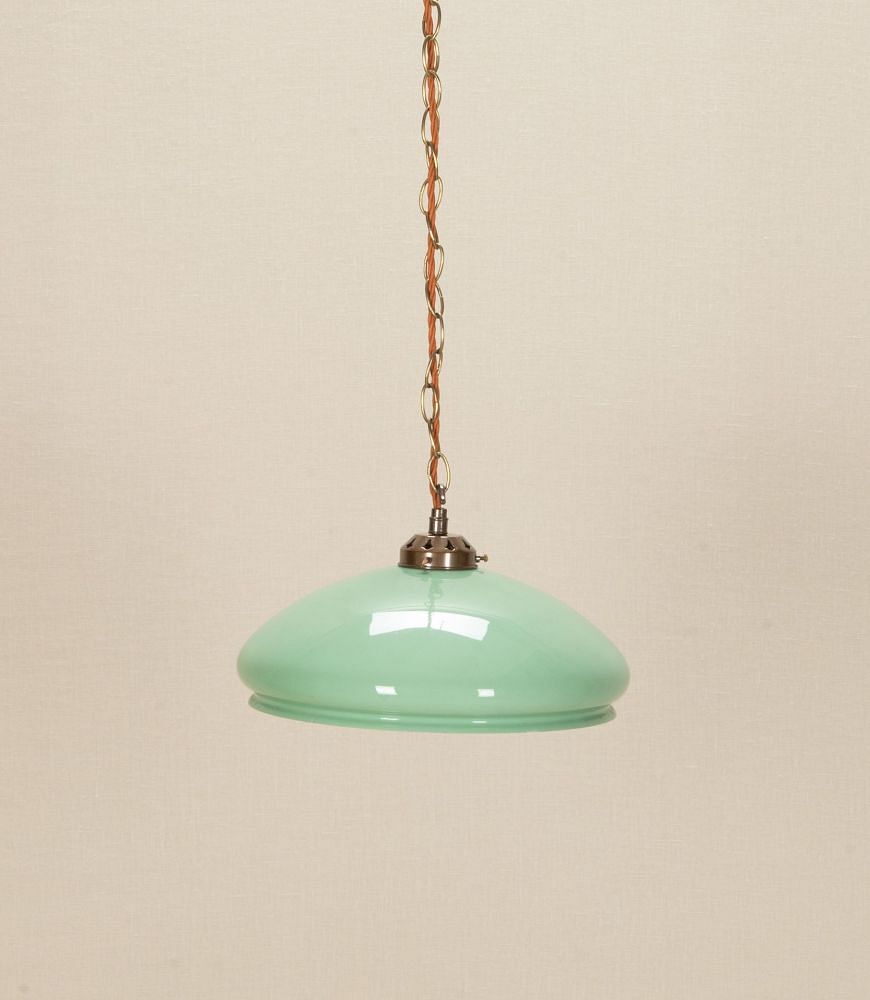 Early 20th Century Pale Green Glass Pendant Light LC0543185