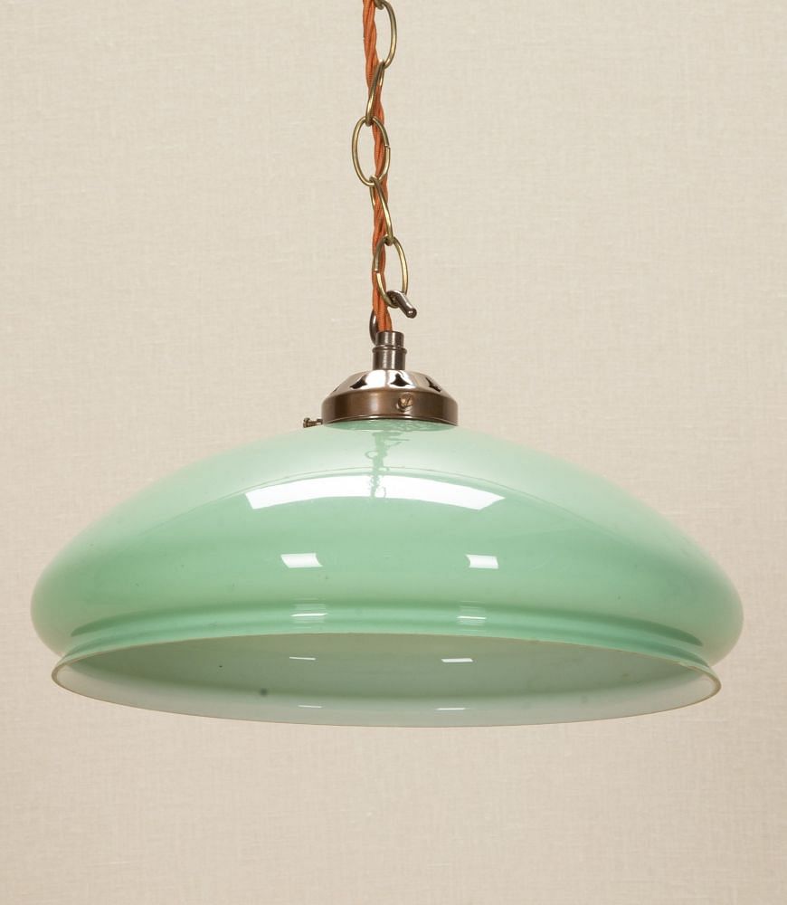 Early 20th Century Pale Green Glass Pendant Light LC0543185