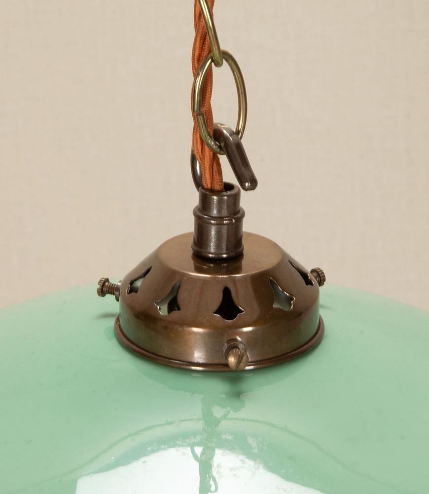 Early 20th Century Pale Green Glass Pendant Light LC0543185