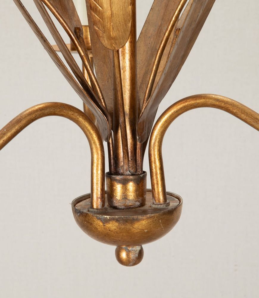 Mid-Century Spanish Gilt Metal Chandelier Foliate Chandelier LC1542119