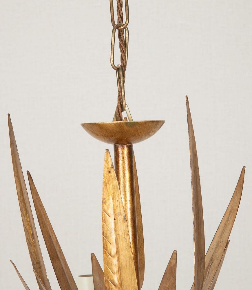 Mid-Century Spanish Gilt Metal Chandelier Foliate Chandelier LC1542119