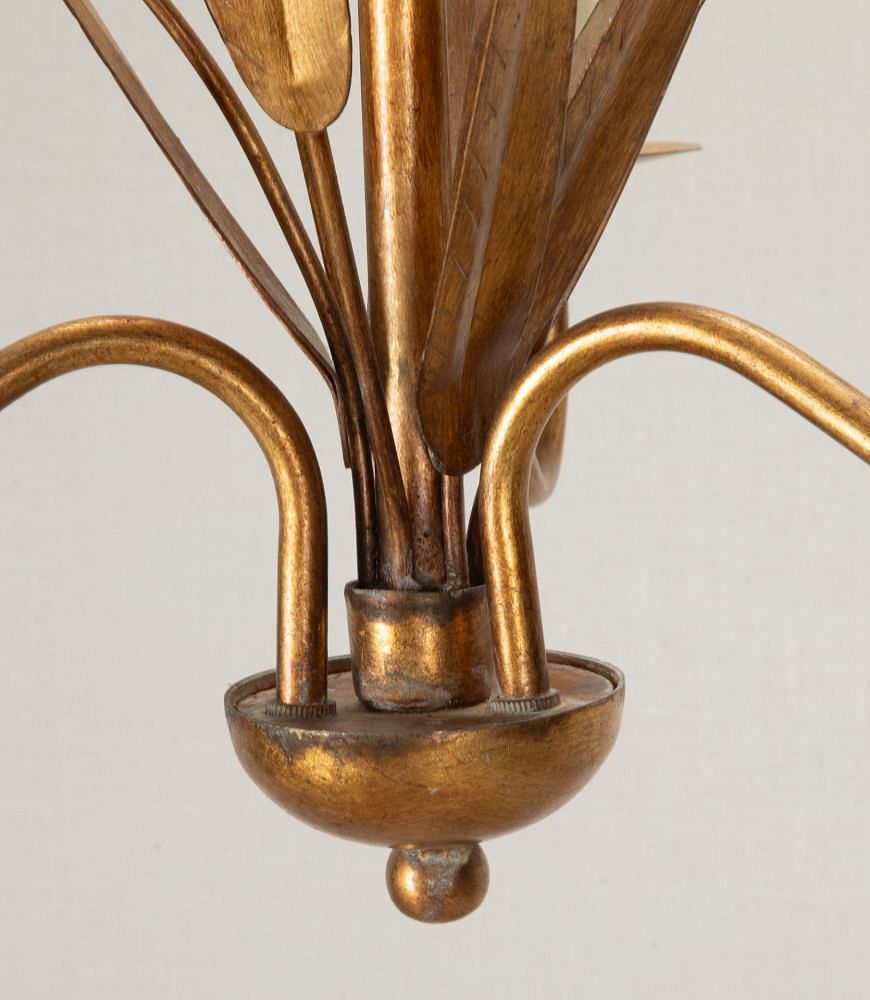 Mid-Century Spanish Gilt Metal Chandelier Foliate Chandelier LC1542119