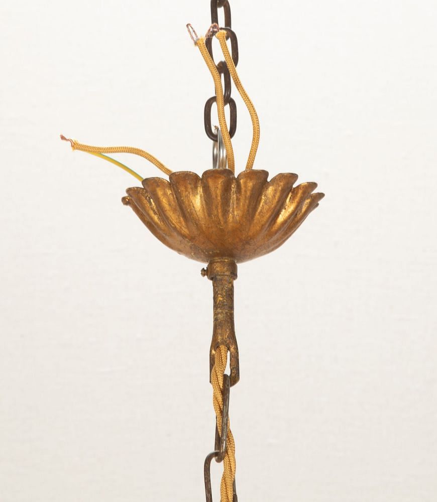 Mid-Century French Hanging Gilt Metal Wheat Sheaf Pendant Light LC1542122