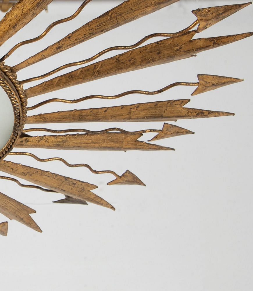 Large Mid-Century Spanish Sunburst Ceiling Light LL1540479