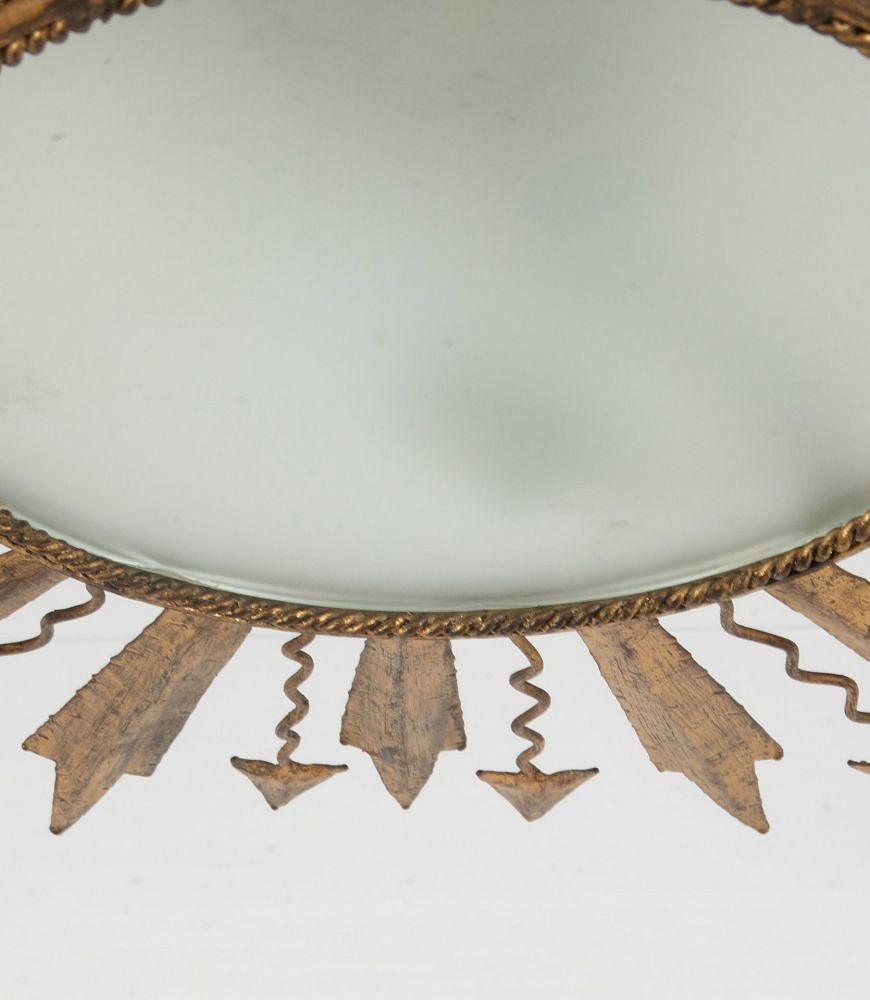 Large Mid-Century Spanish Sunburst Ceiling Light LL1540479