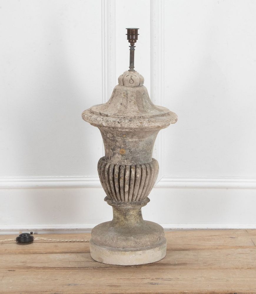 19th Century French Stone Lamp with Shade LL8141259