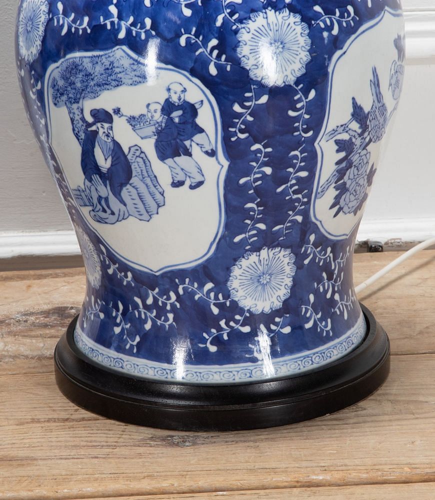 Large Pair of 20th Century Chinese Blue and White Lamps LT0341430