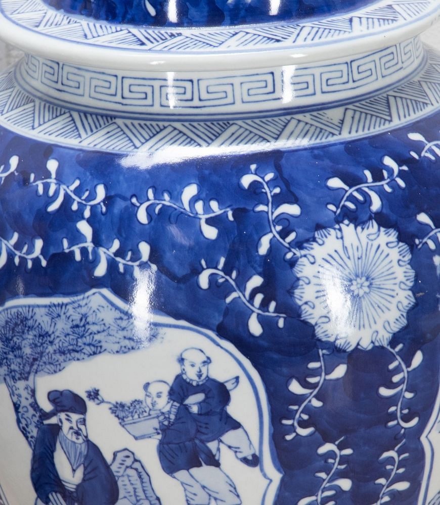 Large Pair of 20th Century Chinese Blue and White Lamps LT0341430