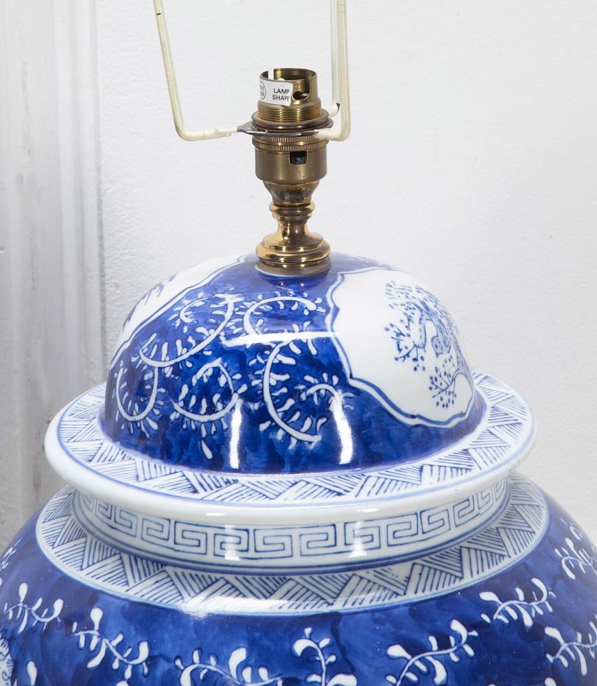 Large Pair of 20th Century Chinese Blue and White Lamps LT0341430