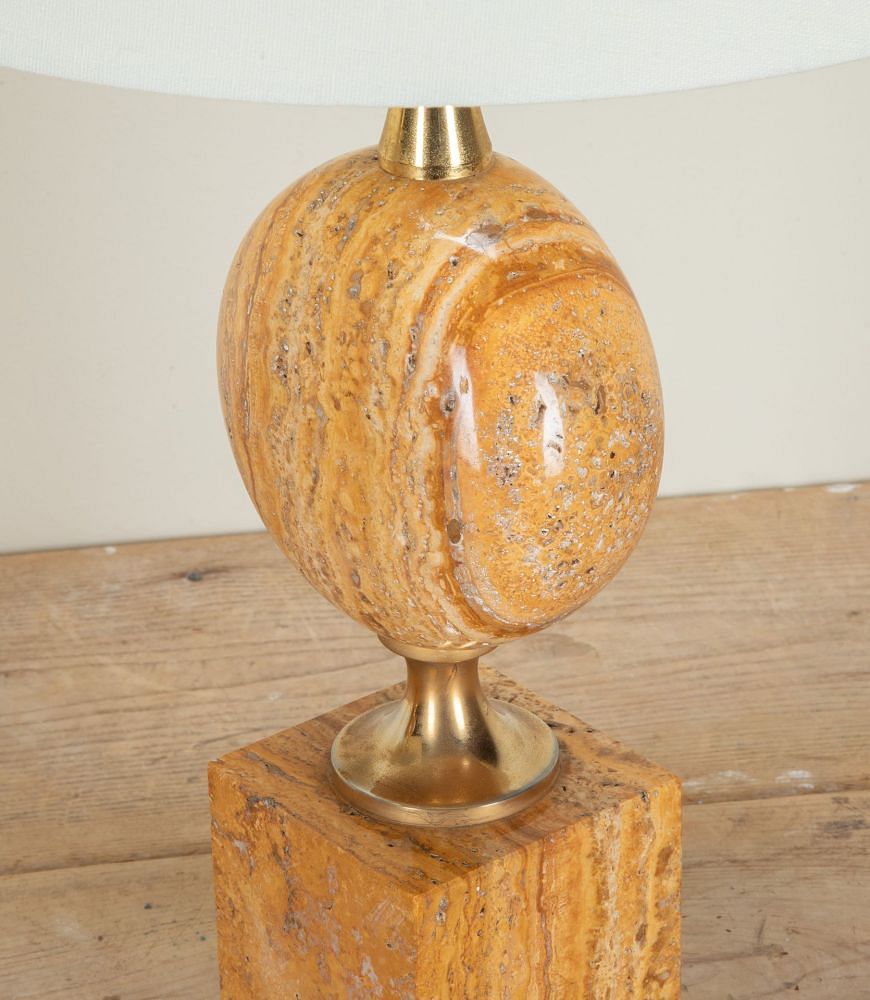 Pair of 20th Century French Sienna Marble Lamps by Barbier LT3042437