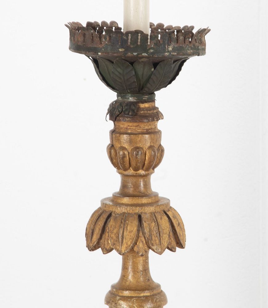 Large Pair of Late 18th Century Giltwood Candlestick Lamps LT3438704