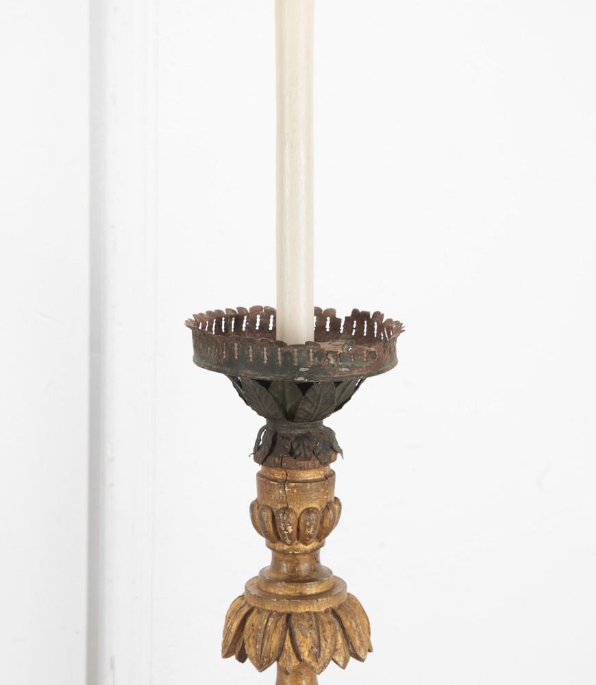 Large Pair of Late 18th Century Giltwood Candlestick Lamps LT3438704