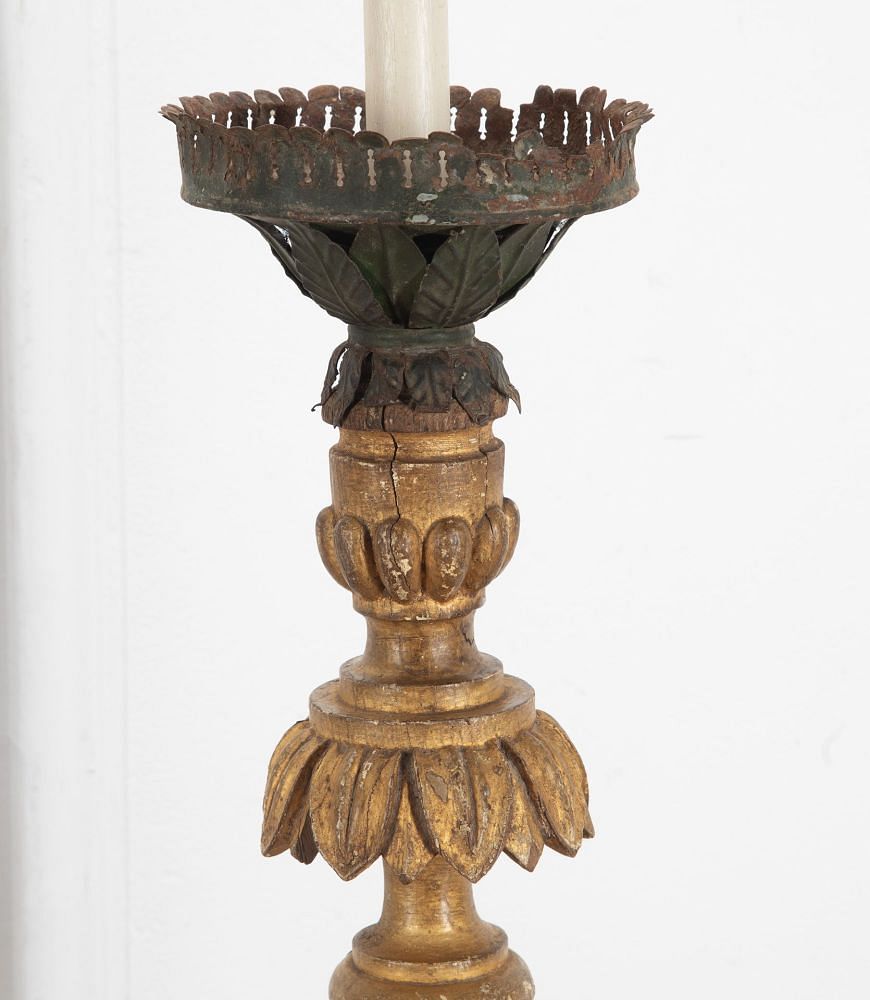 Large Pair of Late 18th Century Giltwood Candlestick Lamps LT3438704