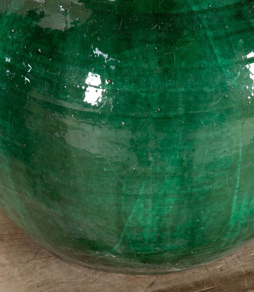 Large Pair of Mid-Century Italian Green Glaze Earthenware Wine Jar Lamps LT3442956