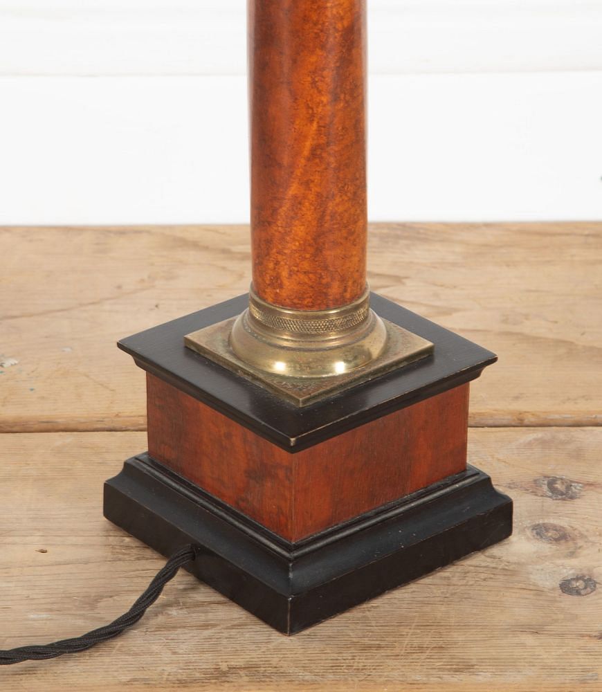 20th Century Brass and Mahogany Column Lamp LT3838283