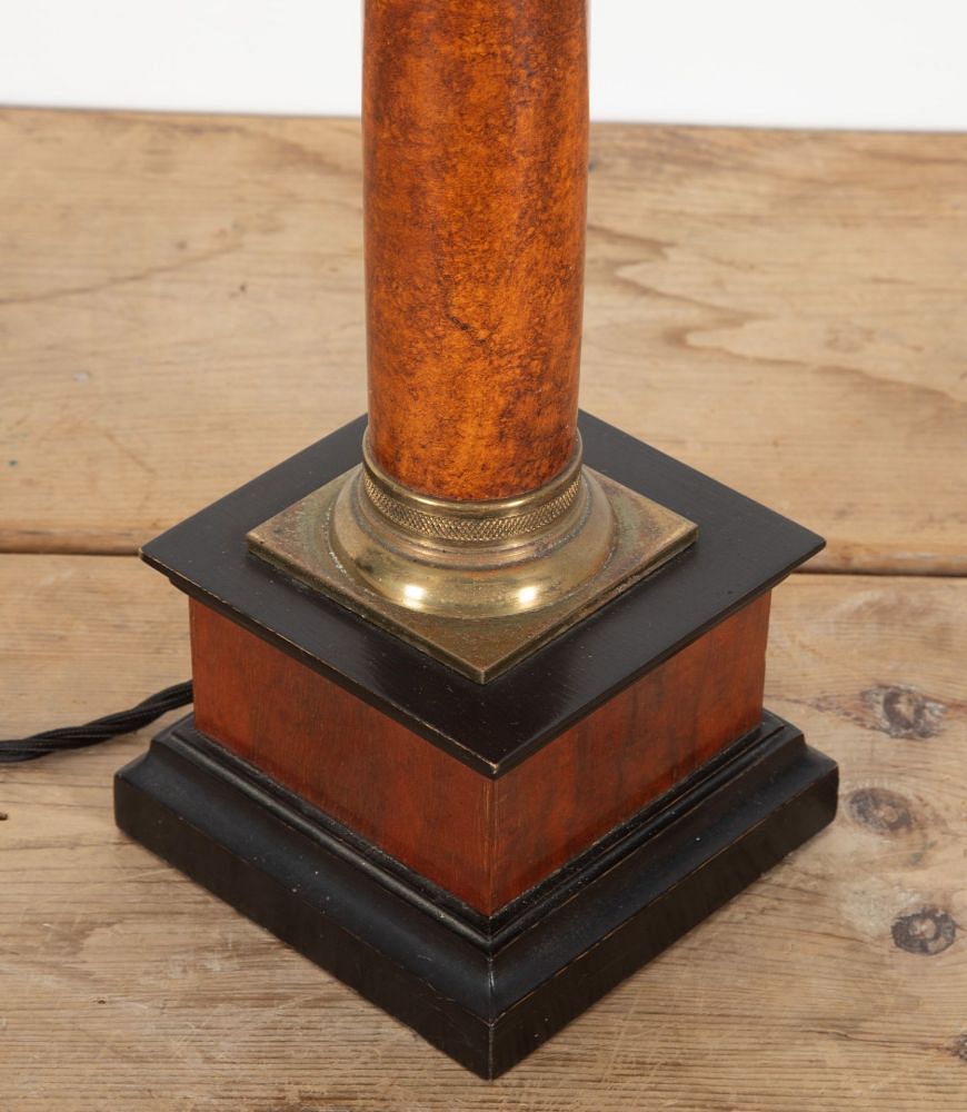 20th Century Brass and Mahogany Column Lamp LT3838283