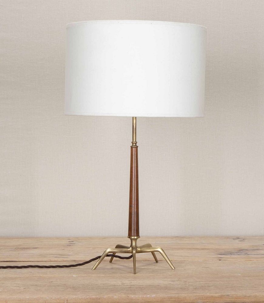 Mid-Century Spanish Brass and Teak Table Lamp LT3842790