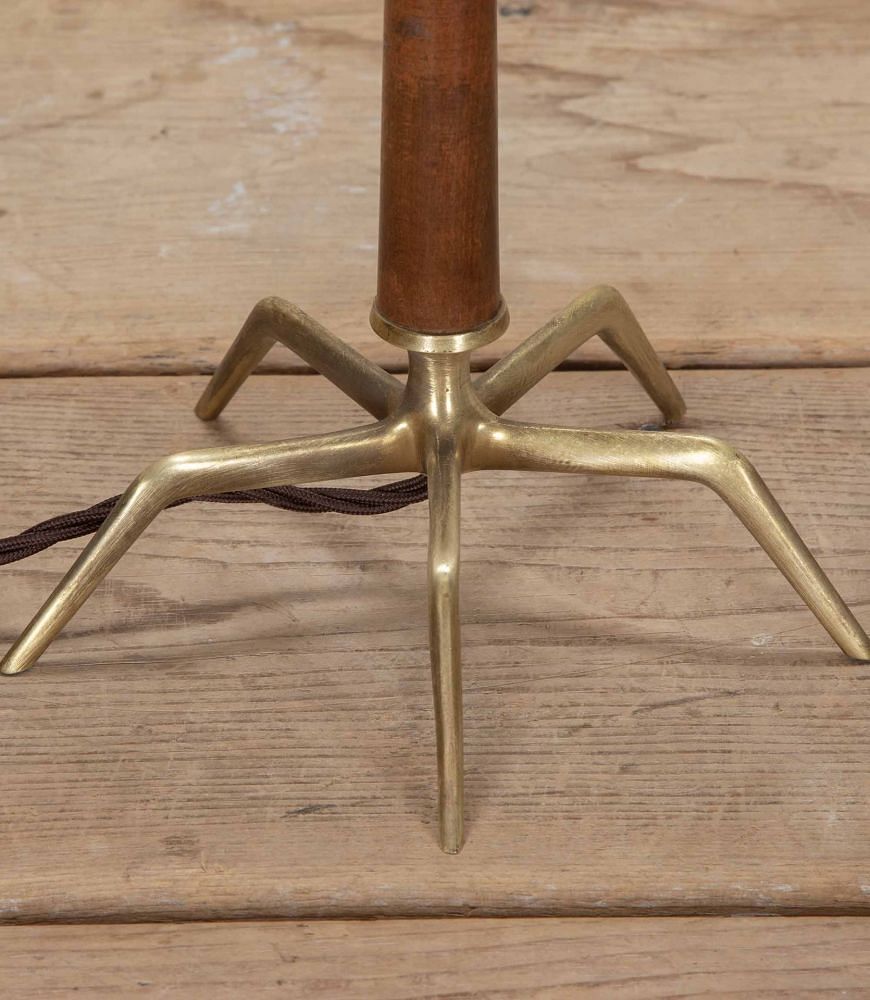 Mid-Century Spanish Brass and Teak Table Lamp LT3842790