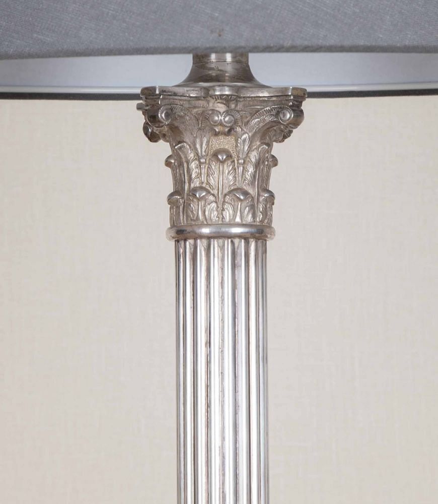 20th Century Silver Plated Corinthian Column Table Lamp LT3842792