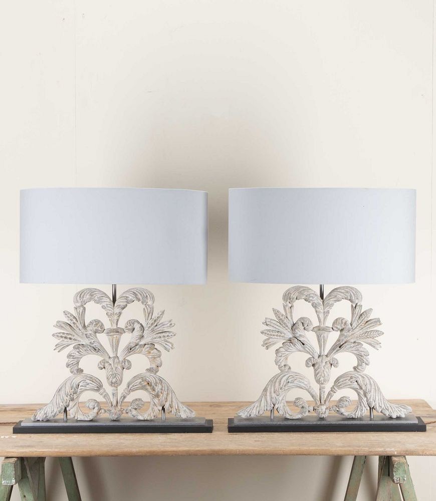 Pair of 19th Century Carved Wooden Lamps Made From Architectural Fragments LT6042283