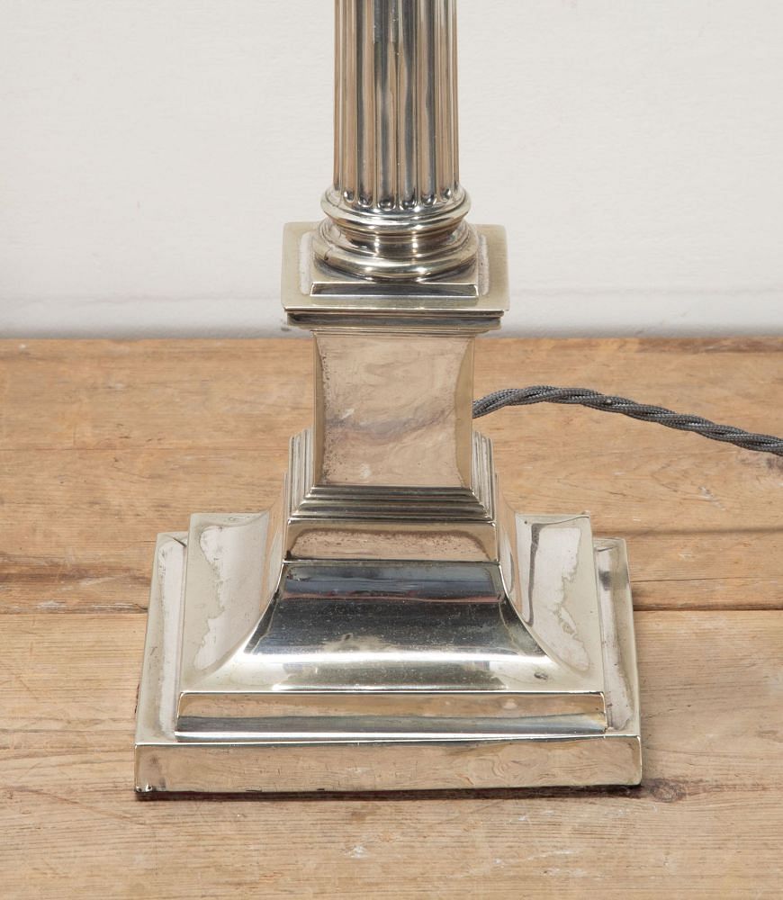 Large 19th Century English Silver Plated Column Lamp LT6242141