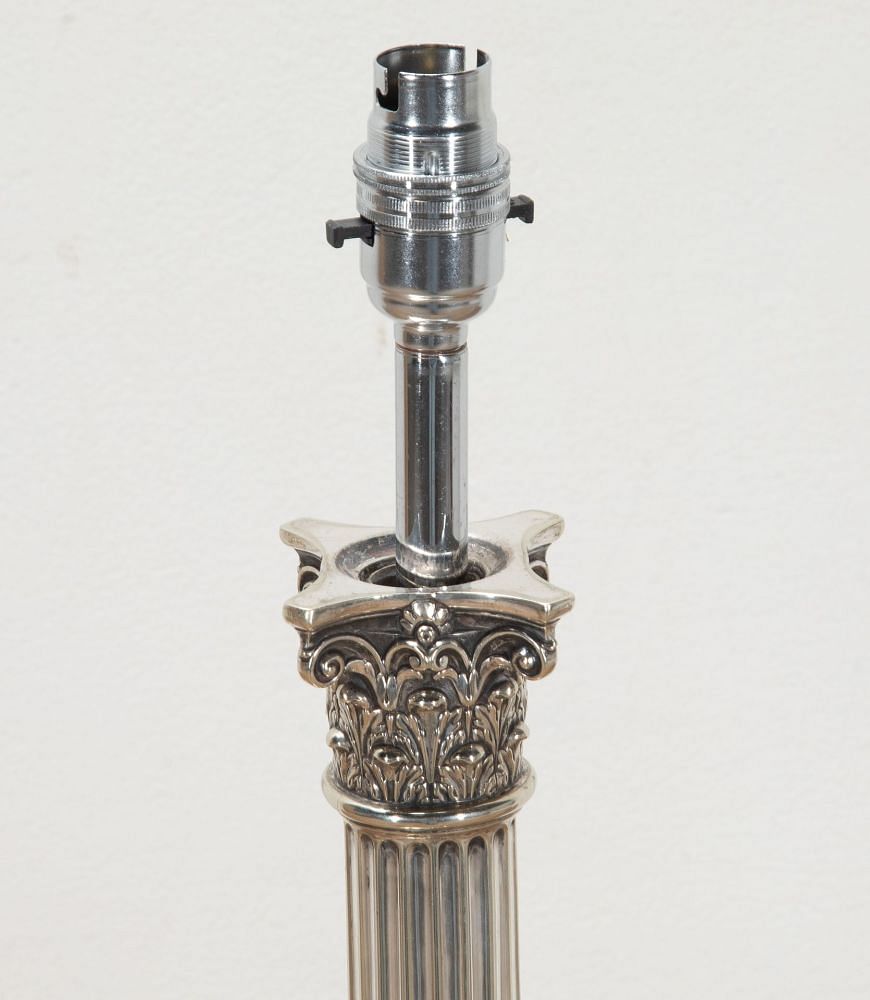 Large 19th Century English Silver Plated Column Lamp LT6242141