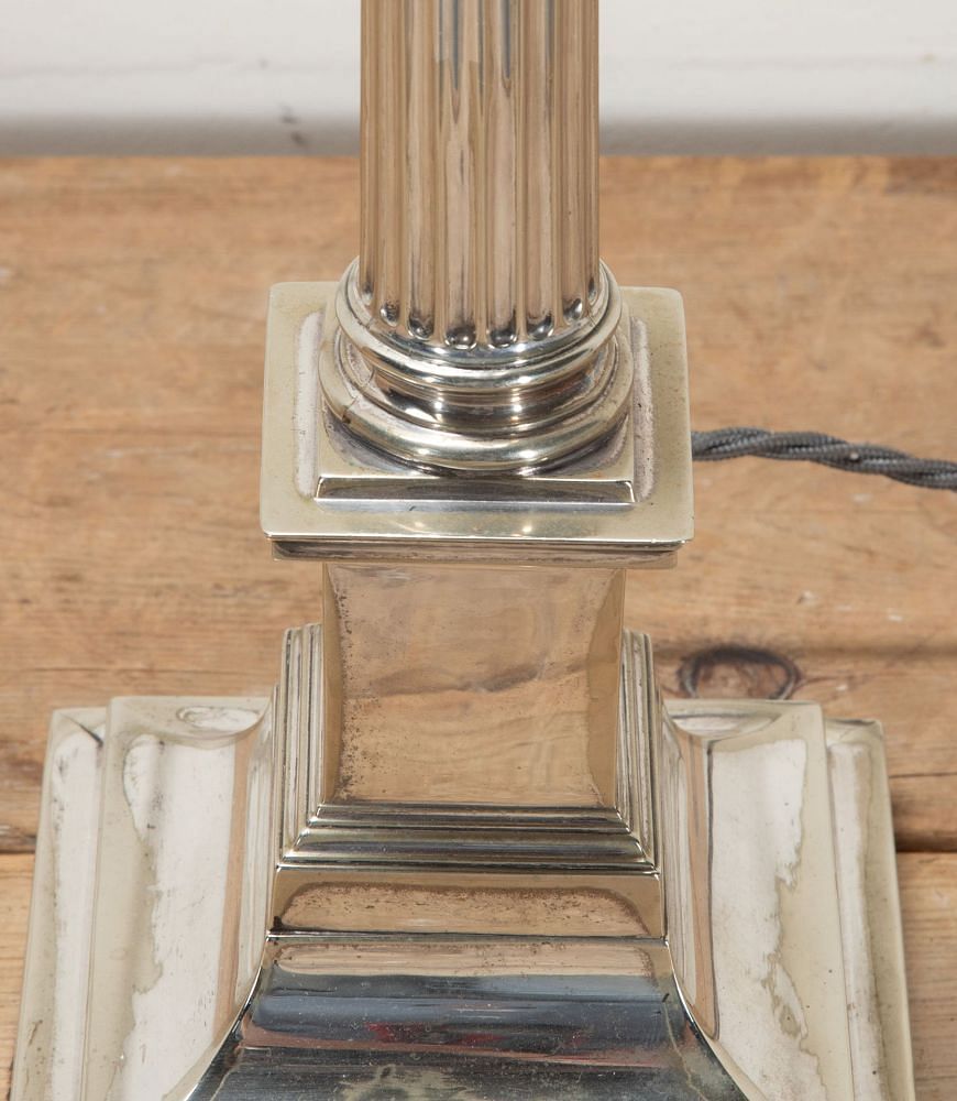 Large 19th Century English Silver Plated Column Lamp LT6242141