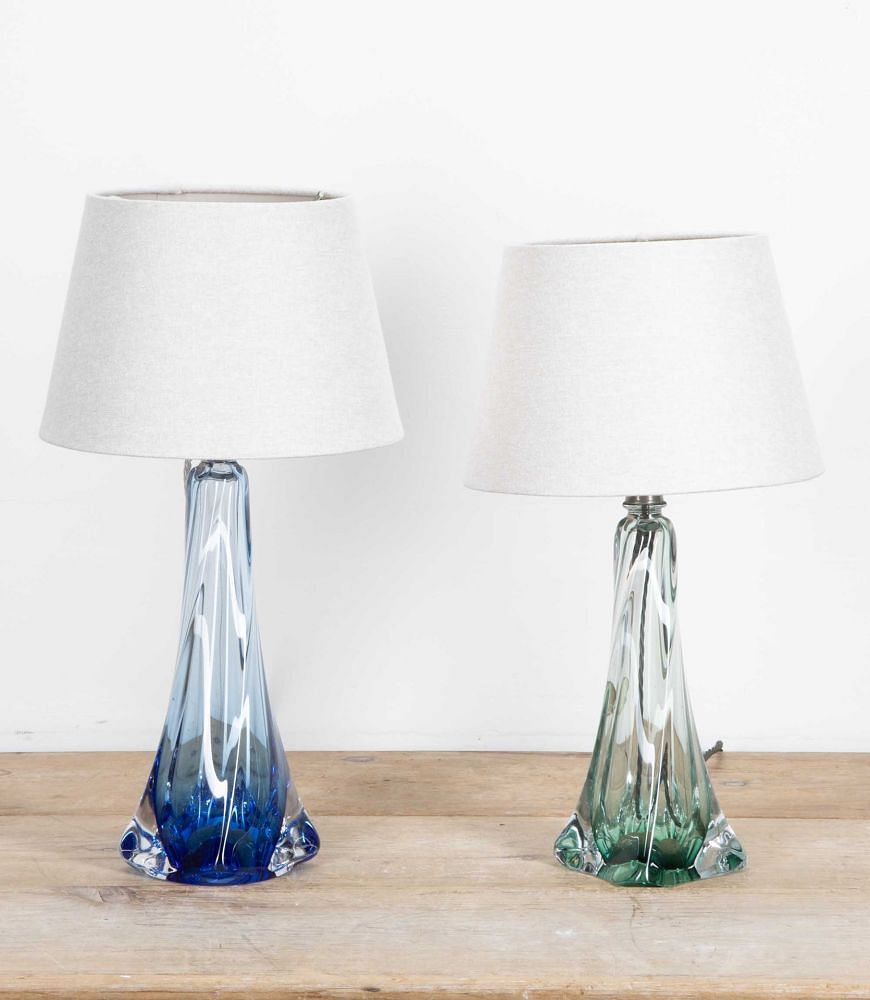 Pair of 1960s Val St Lambert Crystal Glass Table Lamps LT8041515