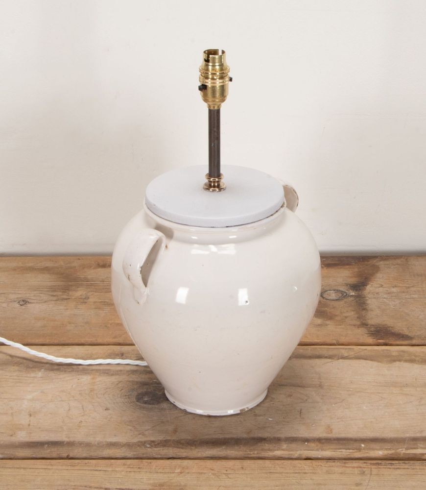 19th Century French White Confit Pot Lamp LT9042129