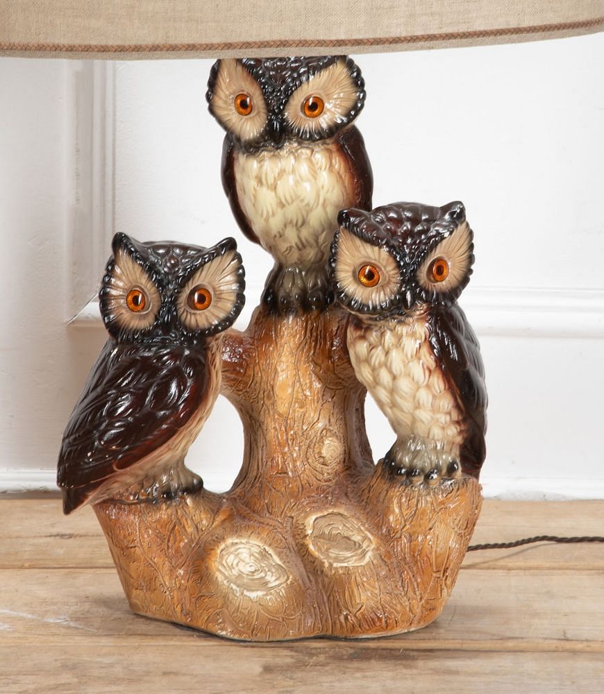 Pair of Large Mid-Century Ceramic Owl Lamps LT9340538