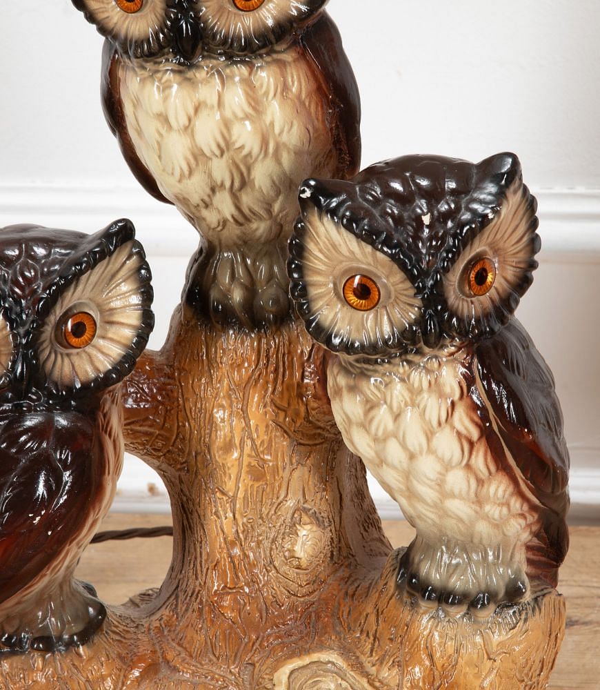 Pair of Large Mid-Century Ceramic Owl Lamps LT9340538