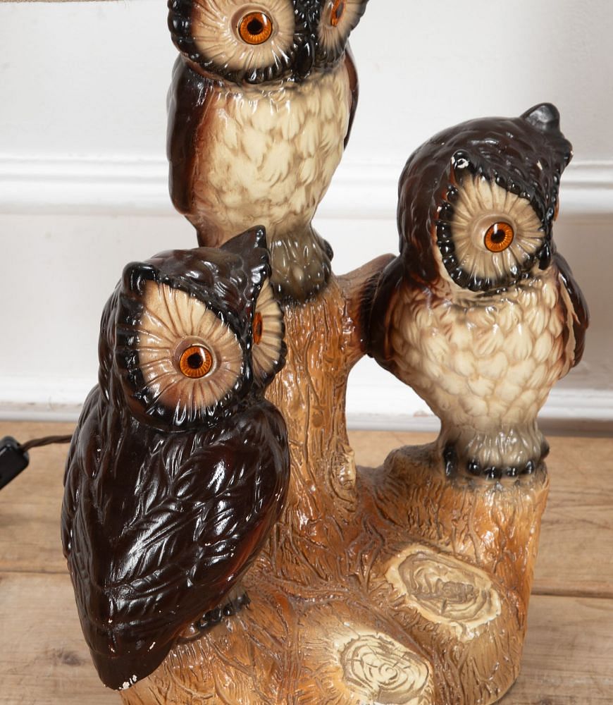 Pair of Large Mid-Century Ceramic Owl Lamps LT9340538