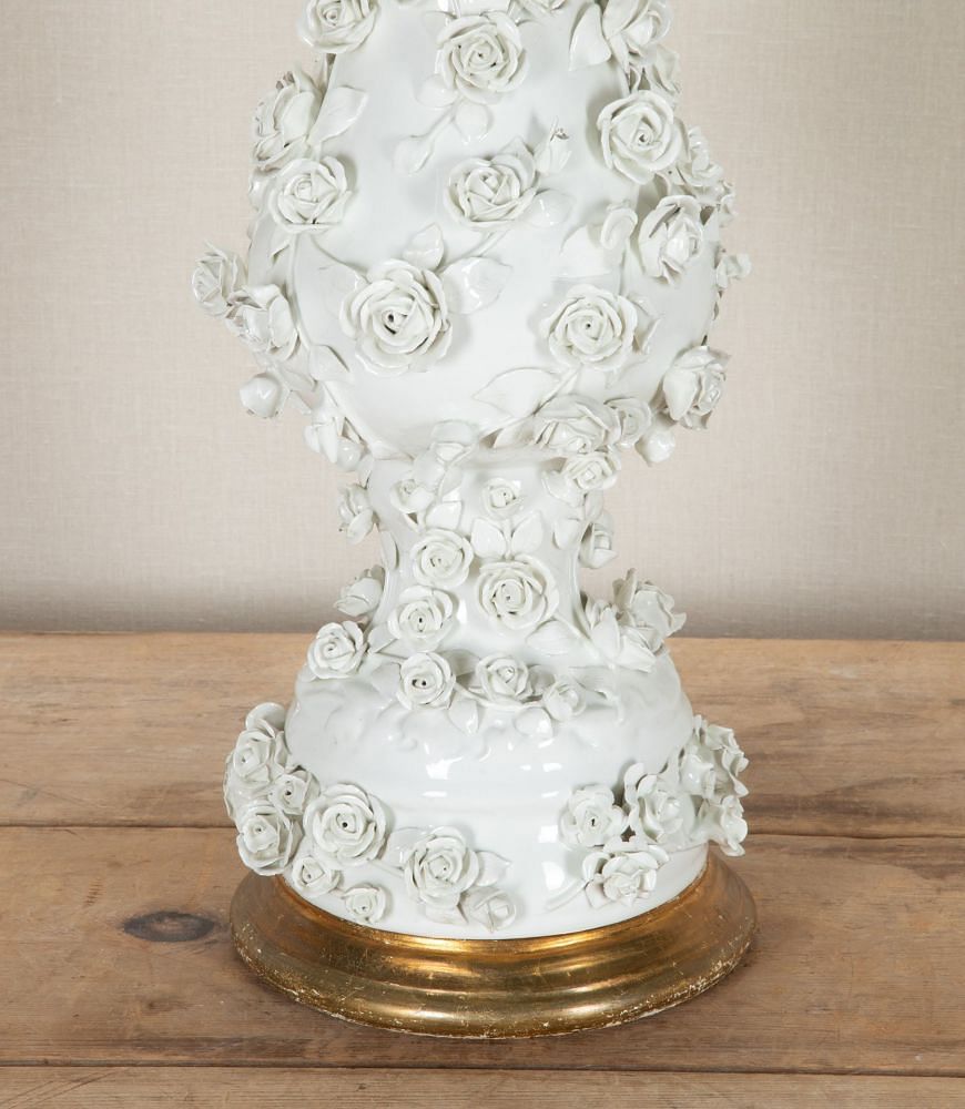Large 20th Century Spanish Casa Pupa White Ceramic Table Lamp LT9342965