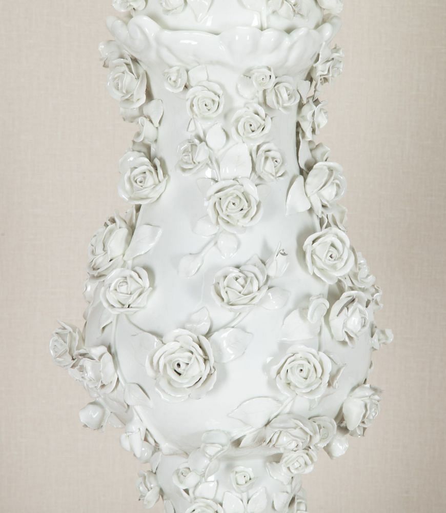 Large 20th Century Spanish Casa Pupa White Ceramic Table Lamp LT9342965