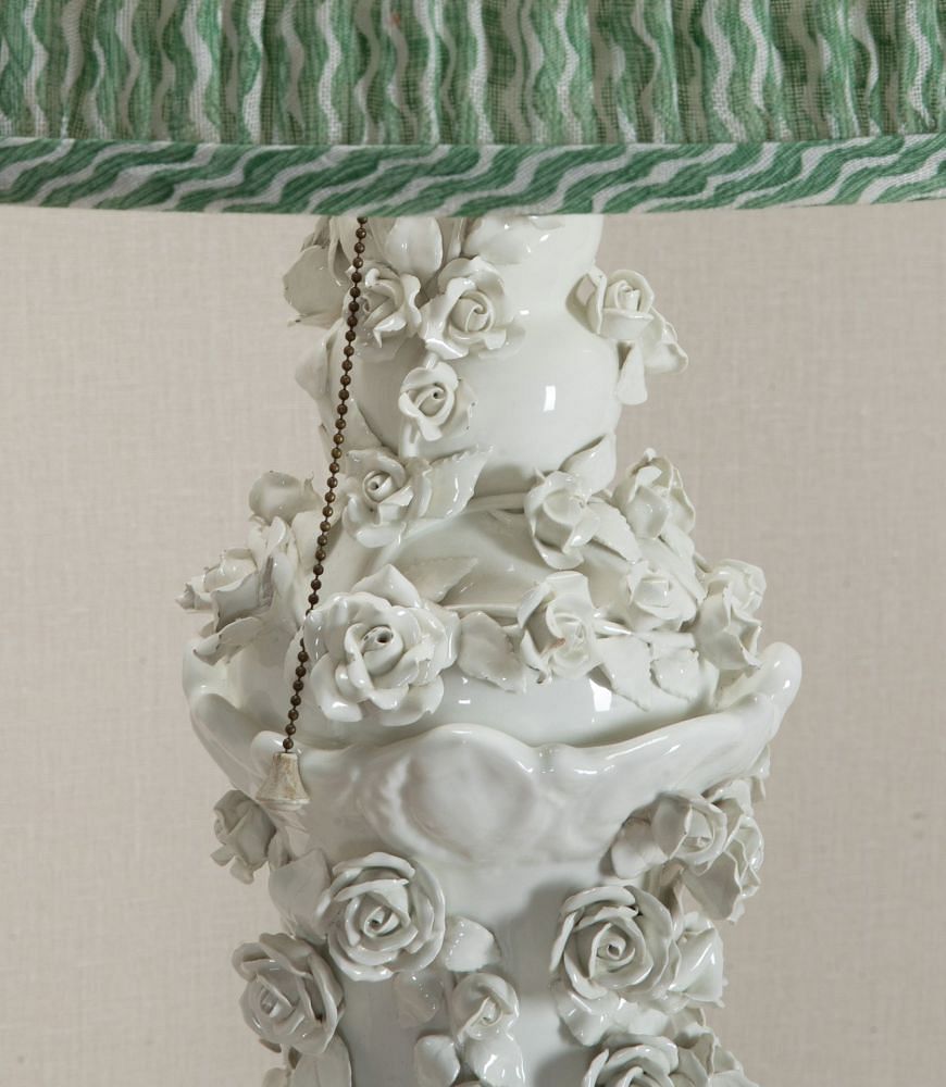Large 20th Century Spanish Casa Pupa White Ceramic Table Lamp LT9342965