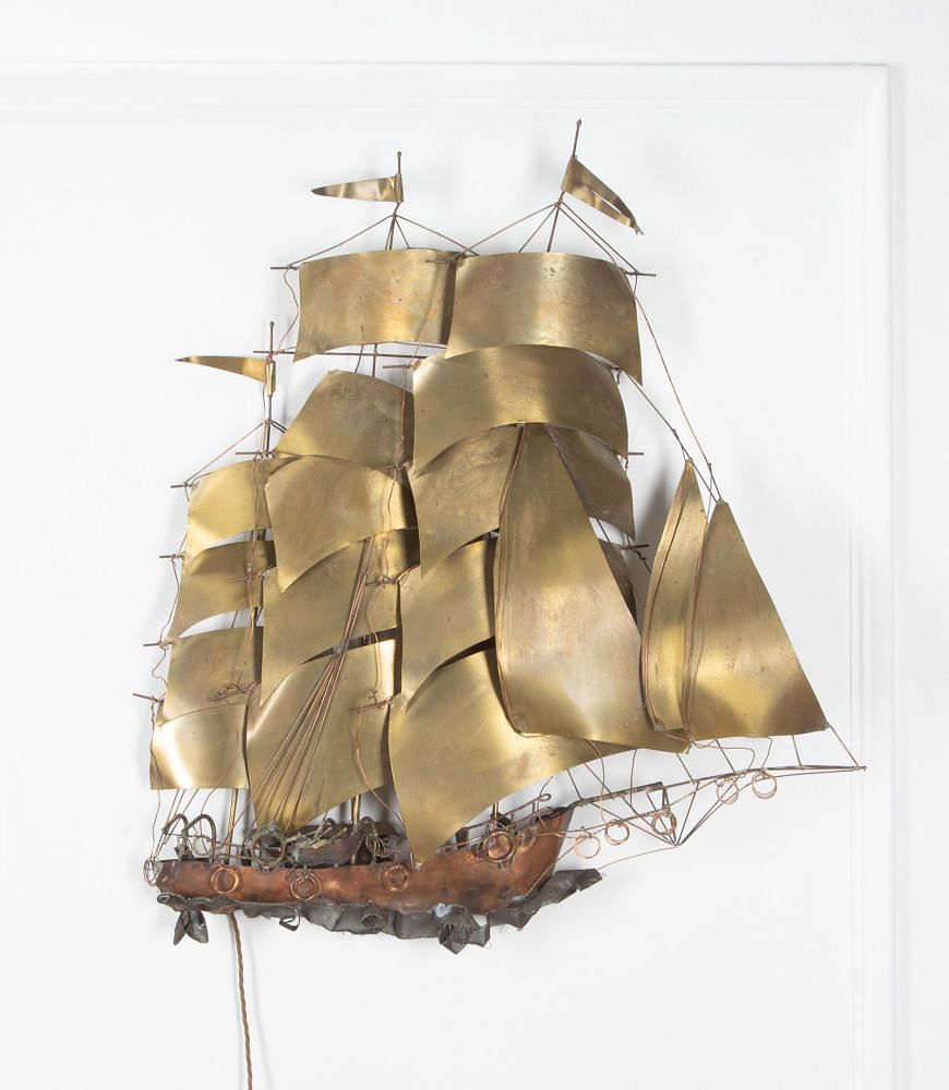 20th Century Brass Ship Wall Light Signed Daniel D'Haeseleer LW1538552