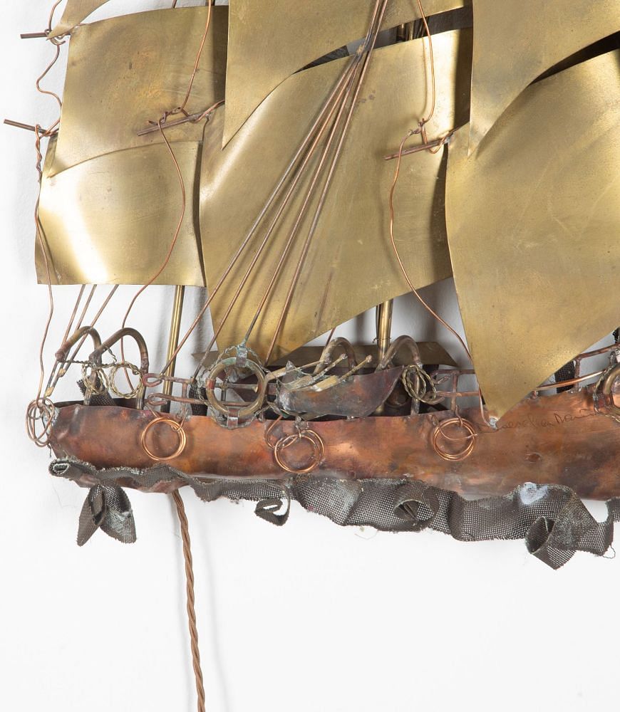 20th Century Brass Ship Wall Light Signed Daniel D'Haeseleer LW1538552